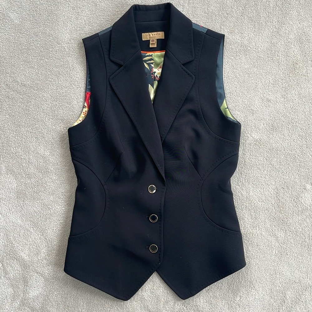 Ted Baker black floral back vest, size 1